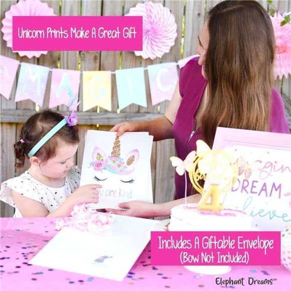 Unicorn/Rainbow Room Decor For Girls Bedroom (6) 8x10 Unframed Photos for Kids - Picture 3 of 7